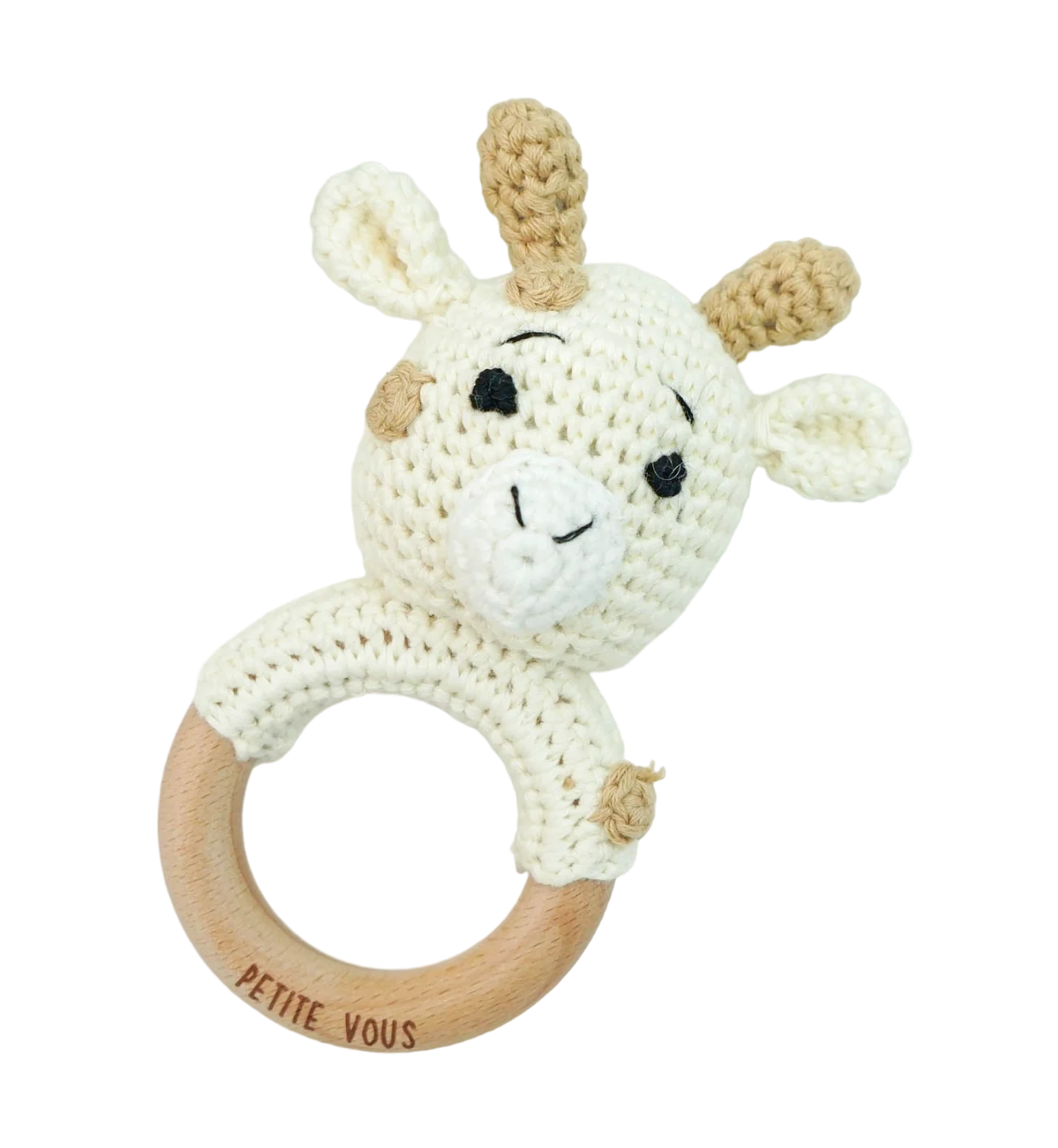 Petite Vous Cotton Crochet Ring Rattle - Percy Giraffe