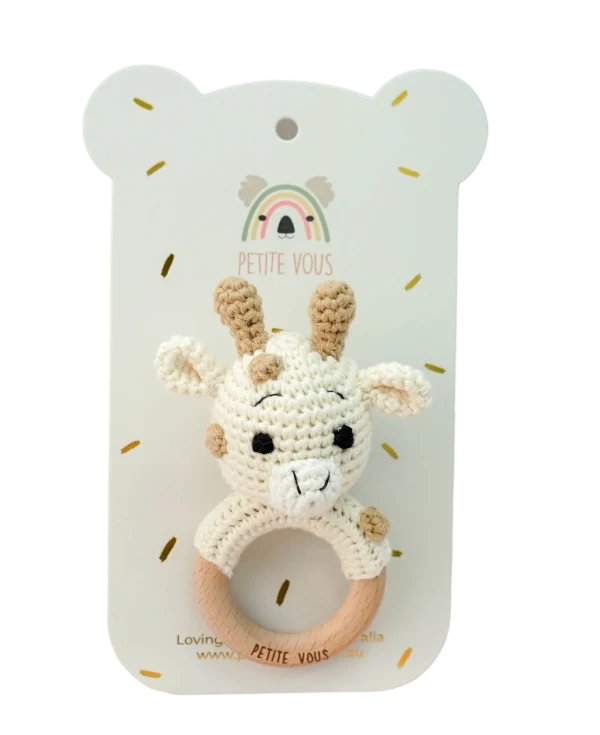 Petite Vous Cotton Crochet Ring Rattle - Percy Giraffe