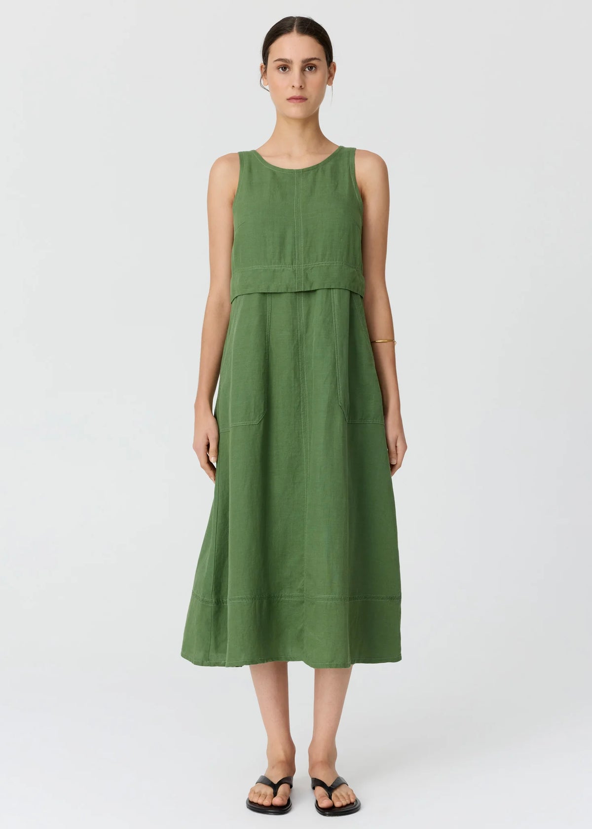 Pol Frankie Double Layer Dress - Fern