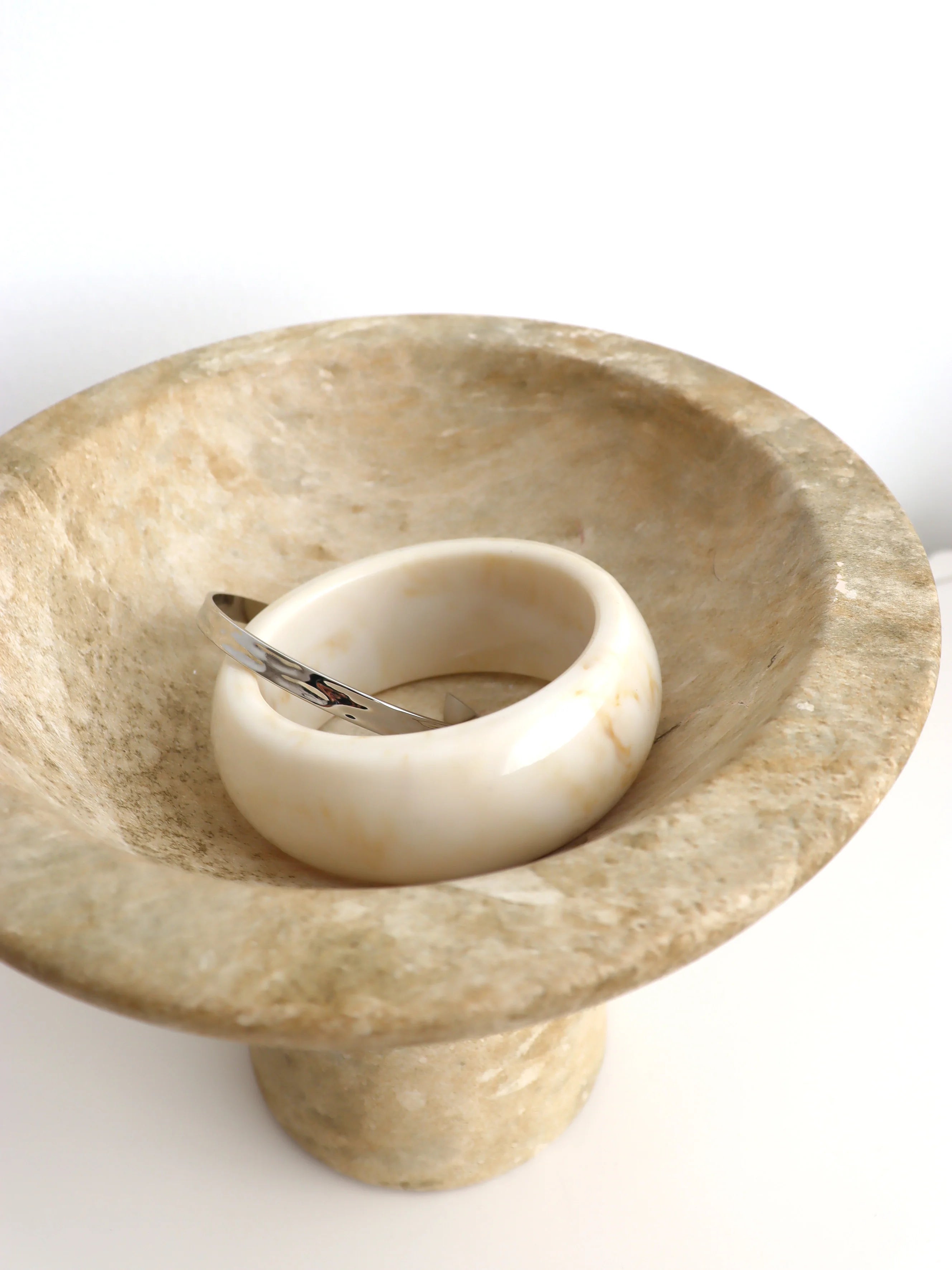 Angels Whisper Resin Cuff Bangle - Cream