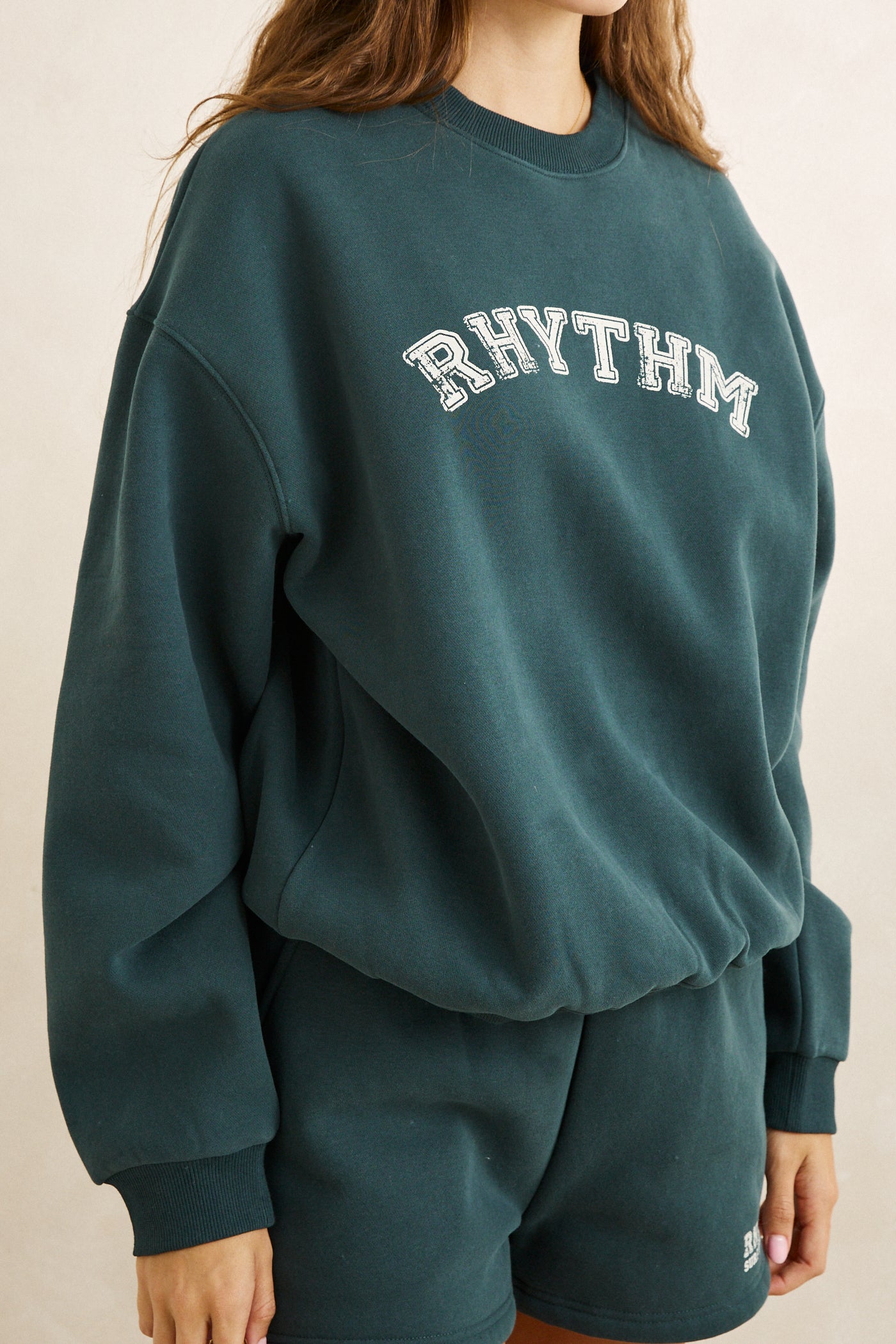 Rhythm Collegiate Oversized Crew Neck Fleece - Forest