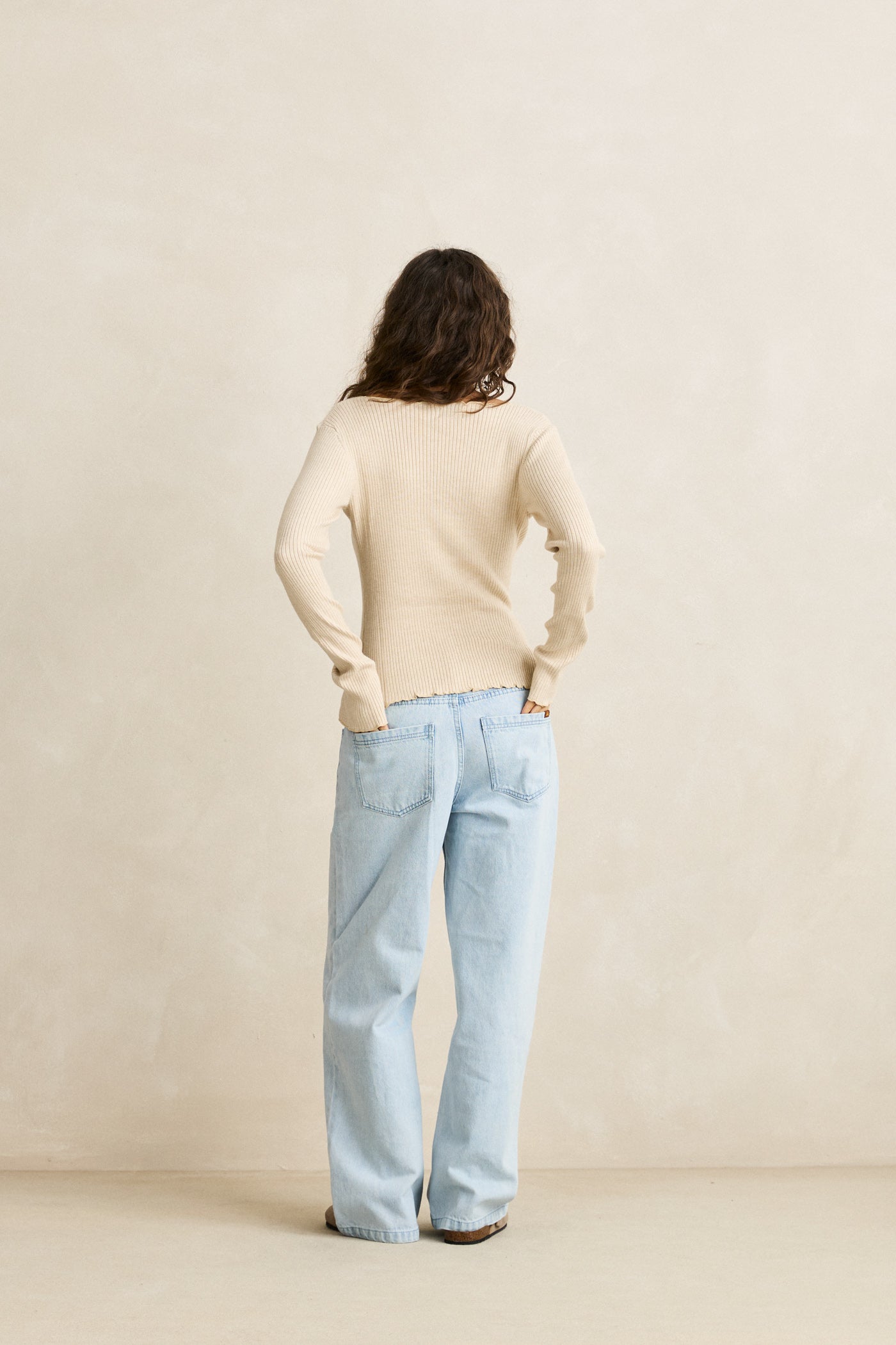 Rhythm Essential LS Knit Top - White Marle