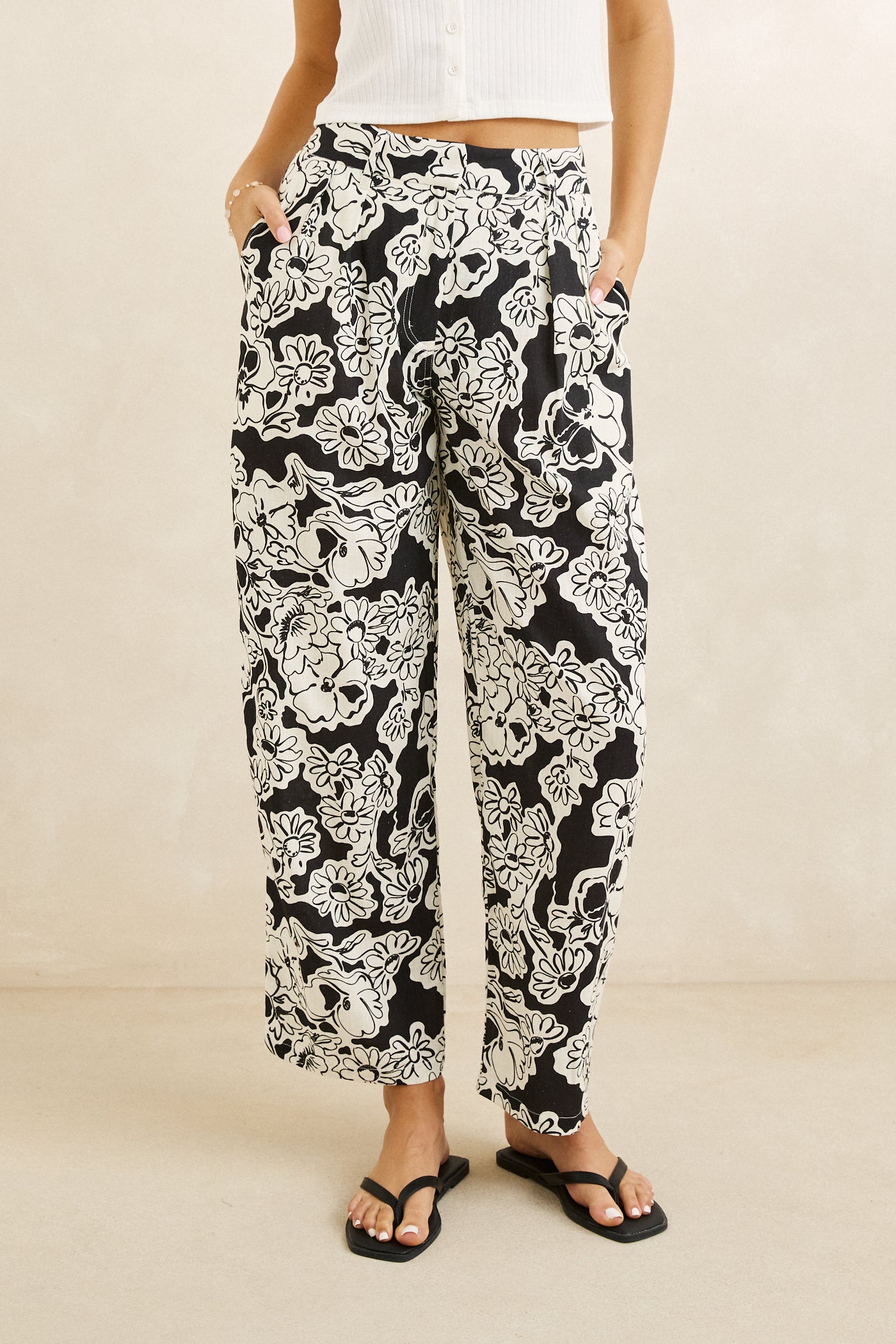 Rhythm Georgia Floral Pant - Cream