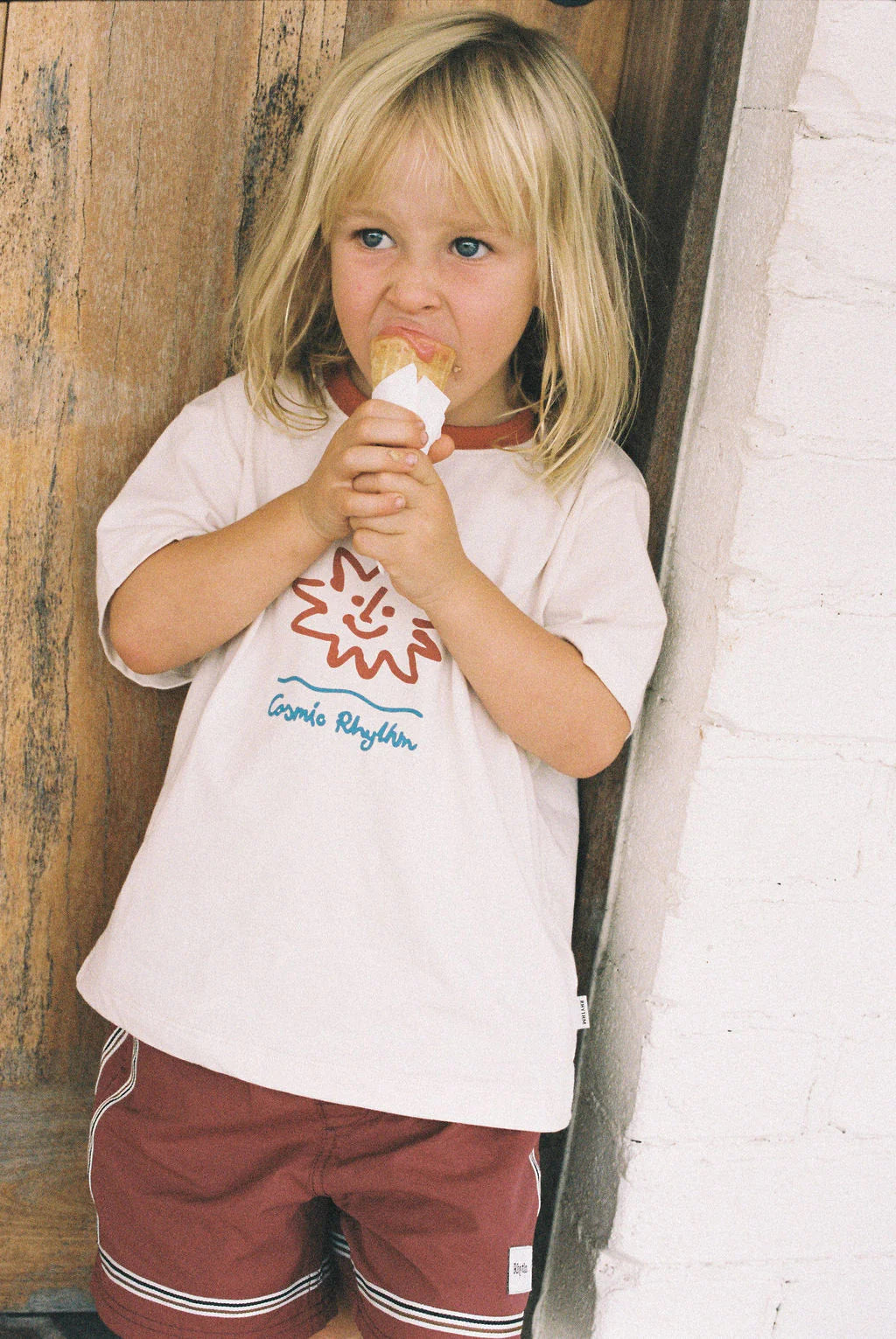 Rhythm Kids Twin Trim Heritage Beach Short - Vintage Red