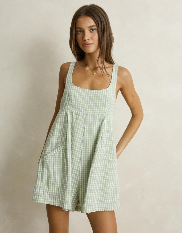 Rhythm Kirri Checked Romper - Green