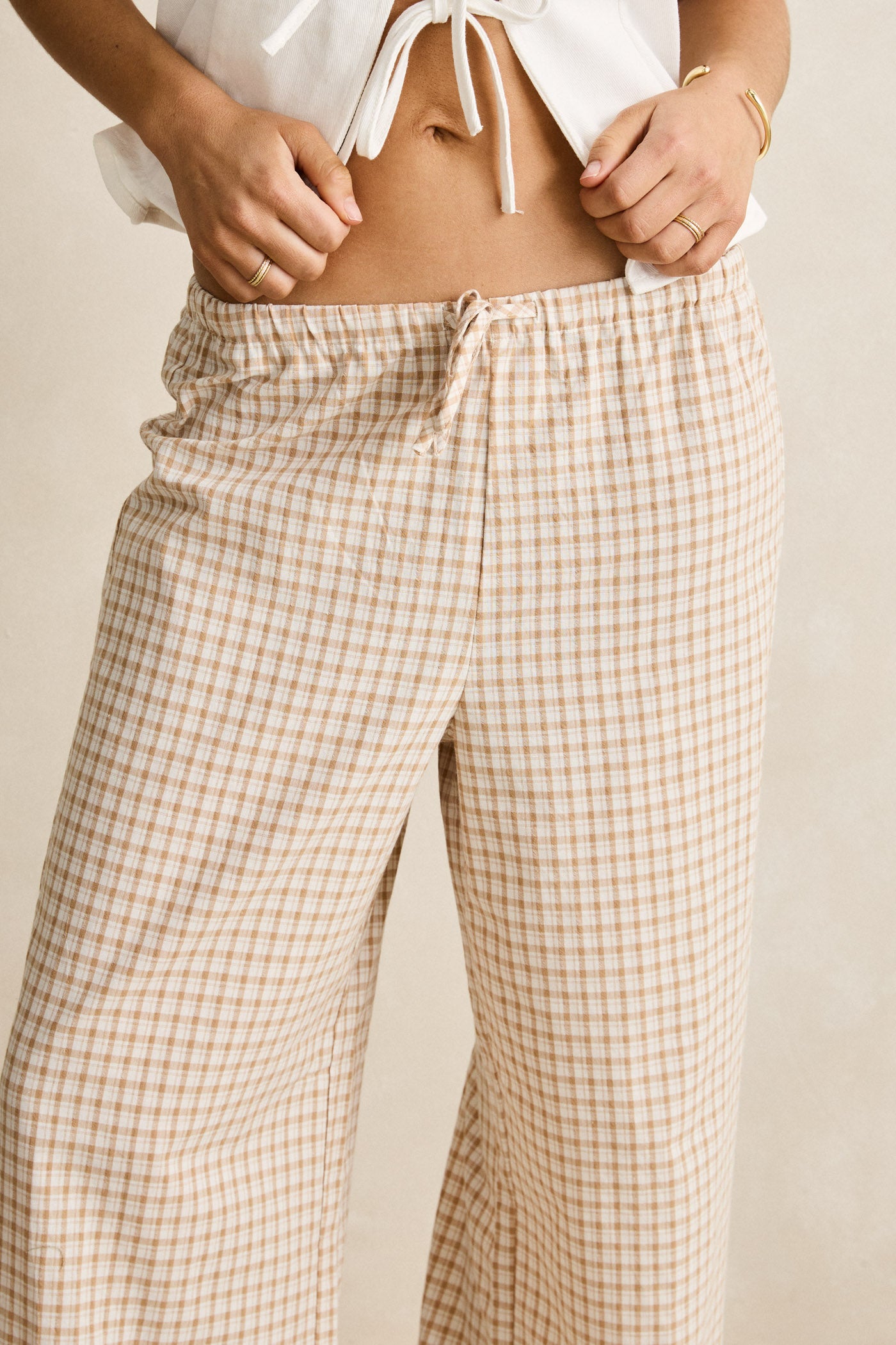 Rhythm London Check Beach Pant - Natural