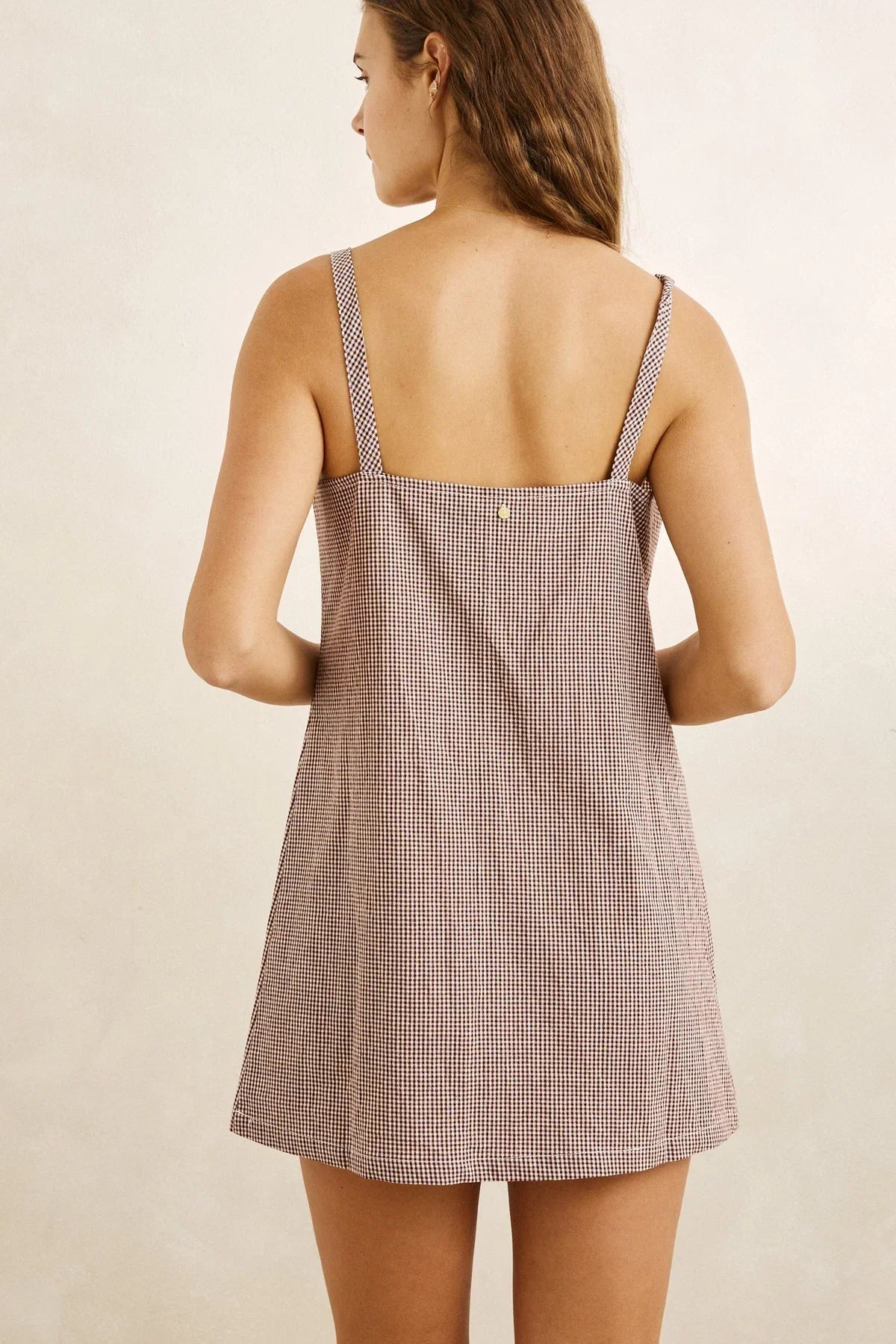 Rhythm London Check Slip Dress - Chocolate