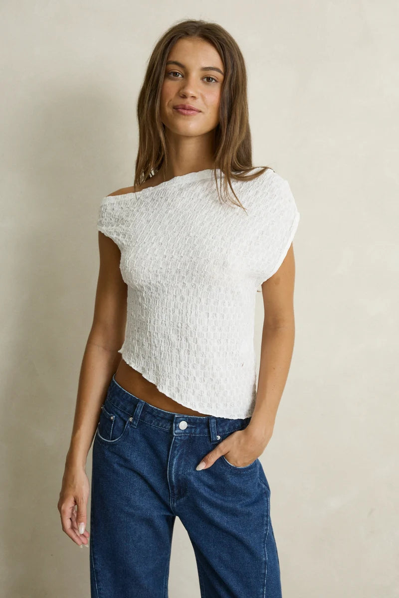 Rhythm Maya Lace Asymmetric Top - White