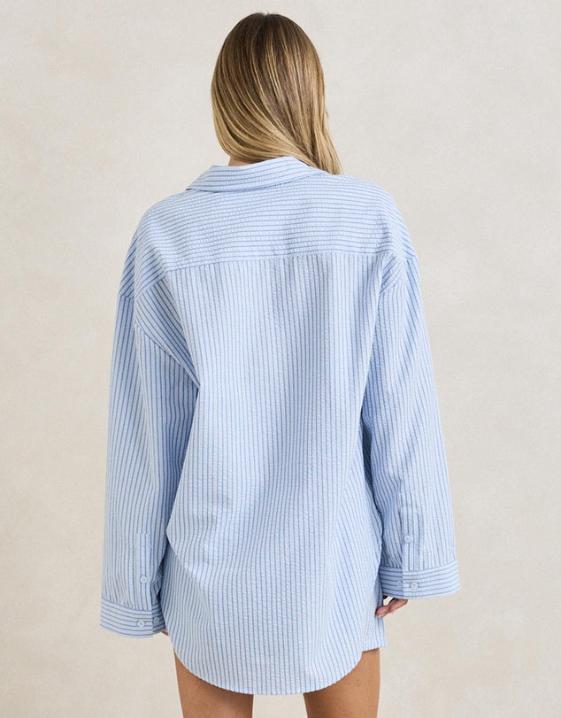 Rhythm Overswim Stripe Shirt - Blue