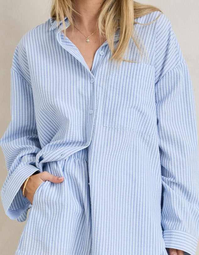 Rhythm Overswim Stripe Shirt - Blue