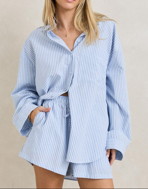 Rhythm Overswim Stripe Shirt - Blue