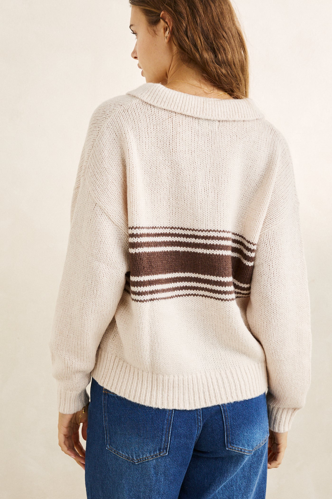 Rhythm Strata Knit Collared Jumper - Natural