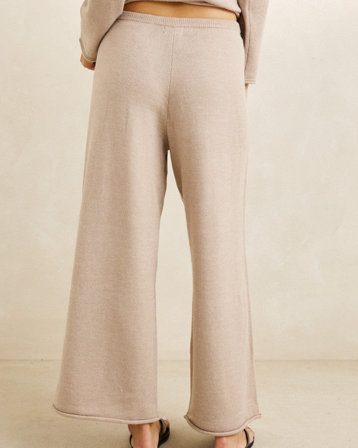 Rhythm Willa Rolled Hem Knit Pant - Taupe