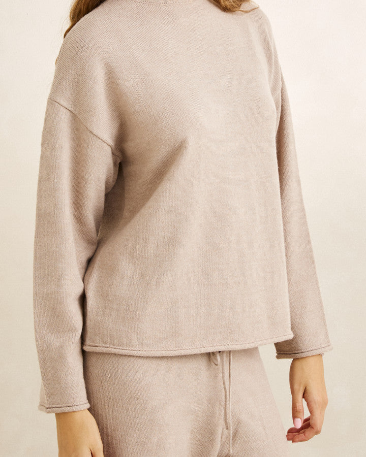 Rhythm Willa Rolled Neck Sweater - Taupe