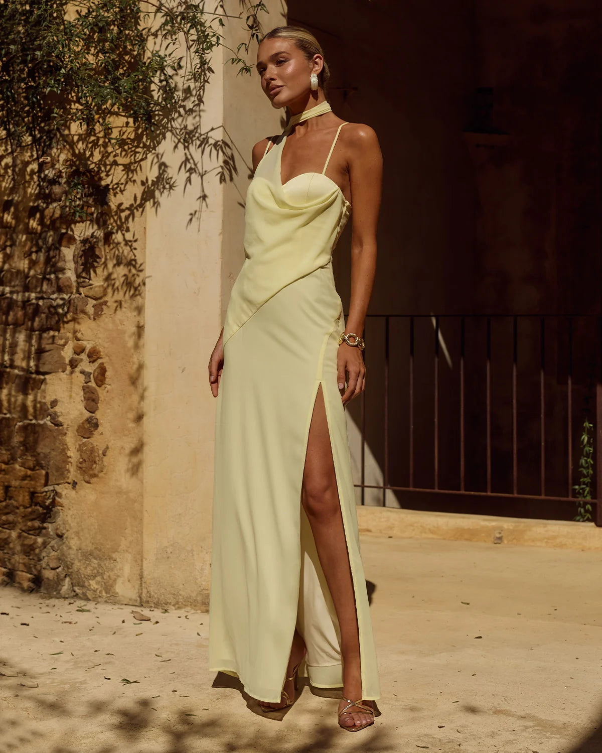 Runaway The Label Liora Drapped Scarf Maxi Dress - Butter