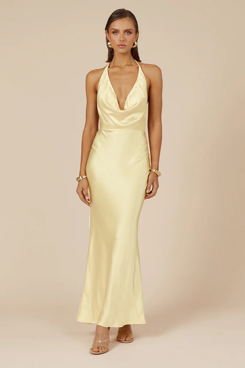 Runaway The Label Posey Maxi Dress - Lemon