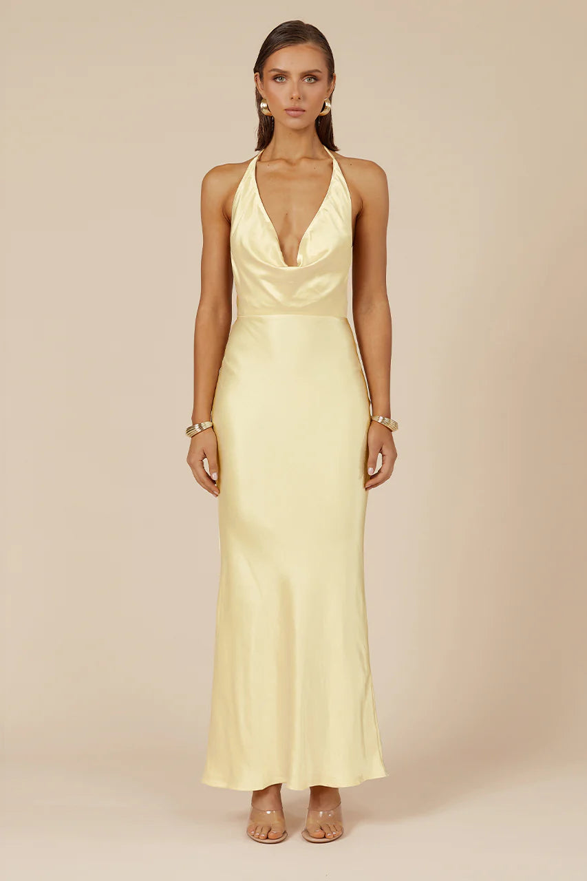 Runaway The Label Posey Maxi Dress - Lemon