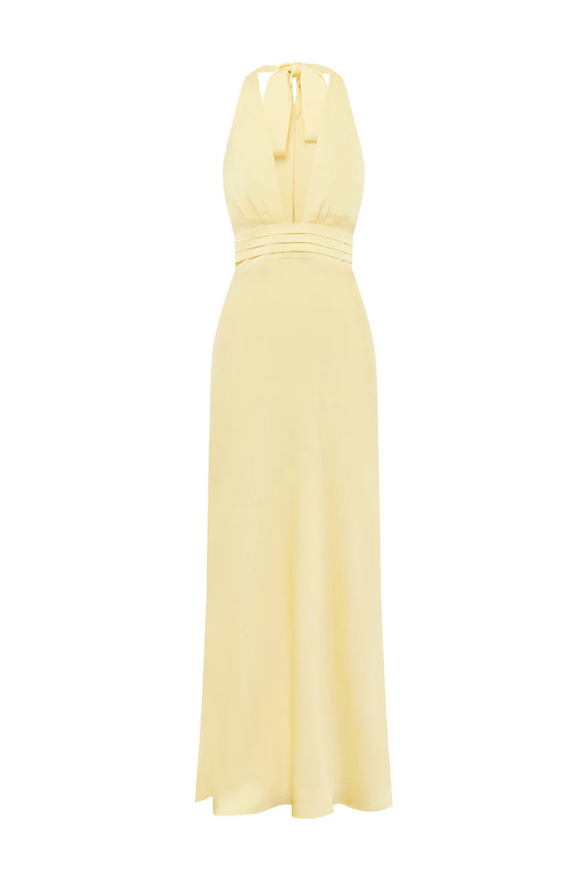 Runaway The Label Sylvie Plunge V-Neck Maxi Dress - Buttermilk