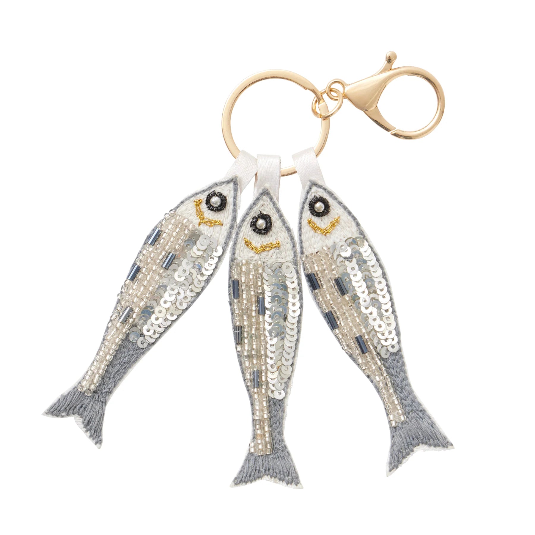Sardines Embroidered Keyring