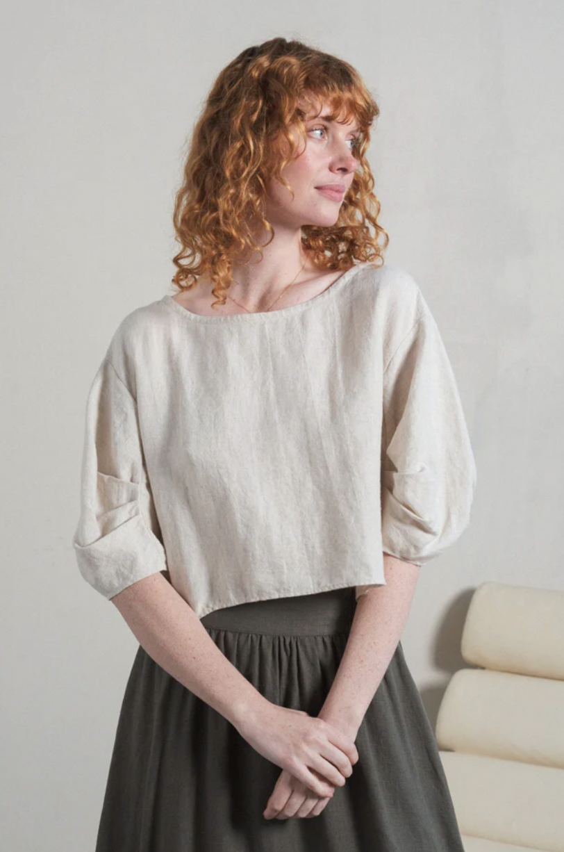 Lilly Pilly Leia Linen Top - Oatmeal