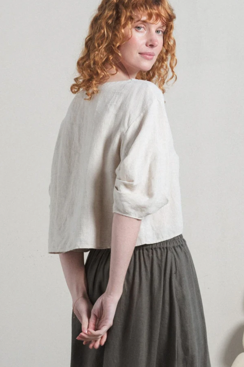 Lilly Pilly Leia Linen Top - Oatmeal