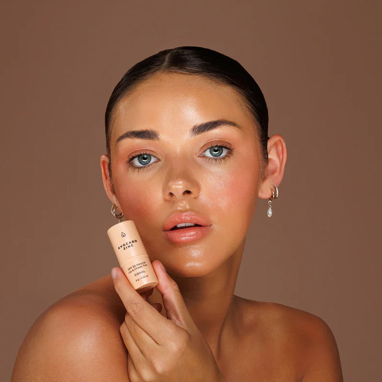 Avocado Zinc SPF 50 Natural Lip & Check Tint - Coral