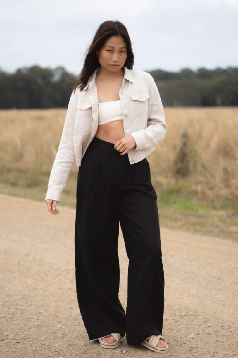Lilly Pilly Oli Linen Pants - Black