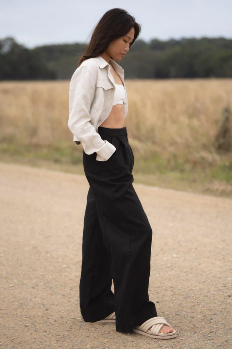 Lilly Pilly Oli Linen Pants - Black
