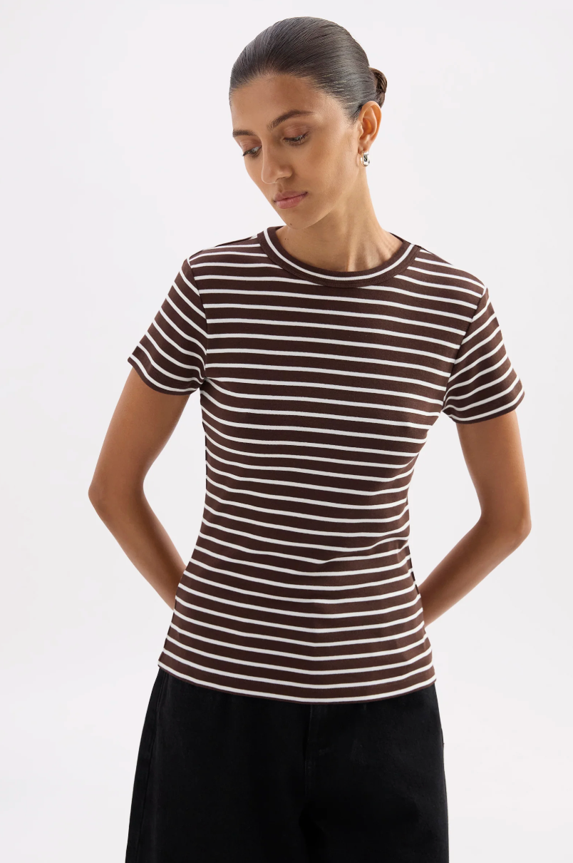 Nude Lucy Organic Baby Tee - Chocolate Stripe