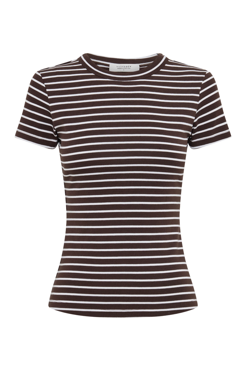 Nude Lucy Organic Baby Tee - Chocolate Stripe
