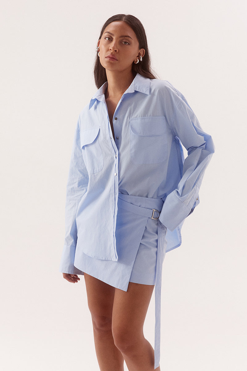 Sovere Blume Combo Shirt Dress - Blue