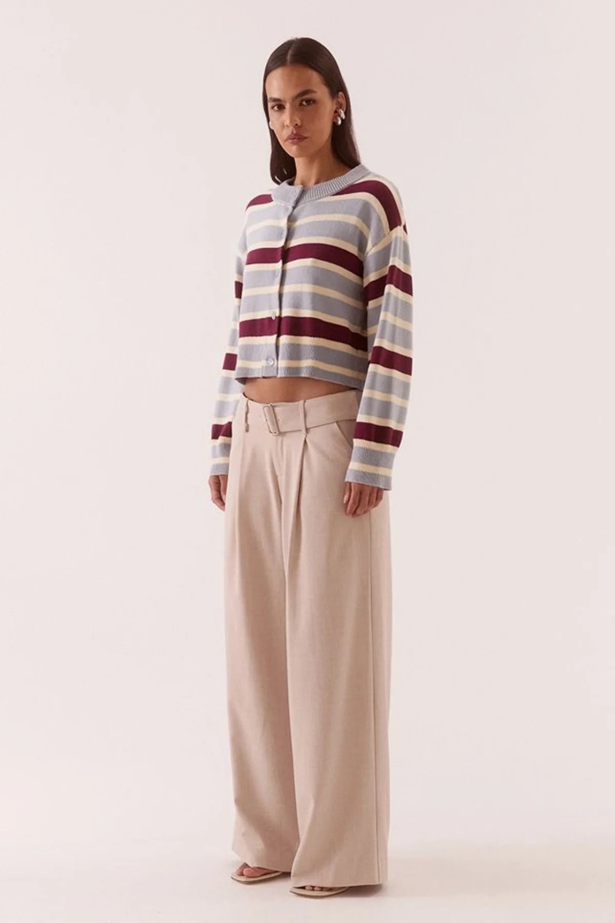 Sovere Studio Arlo Stripe Cardigan - Blue/Plum