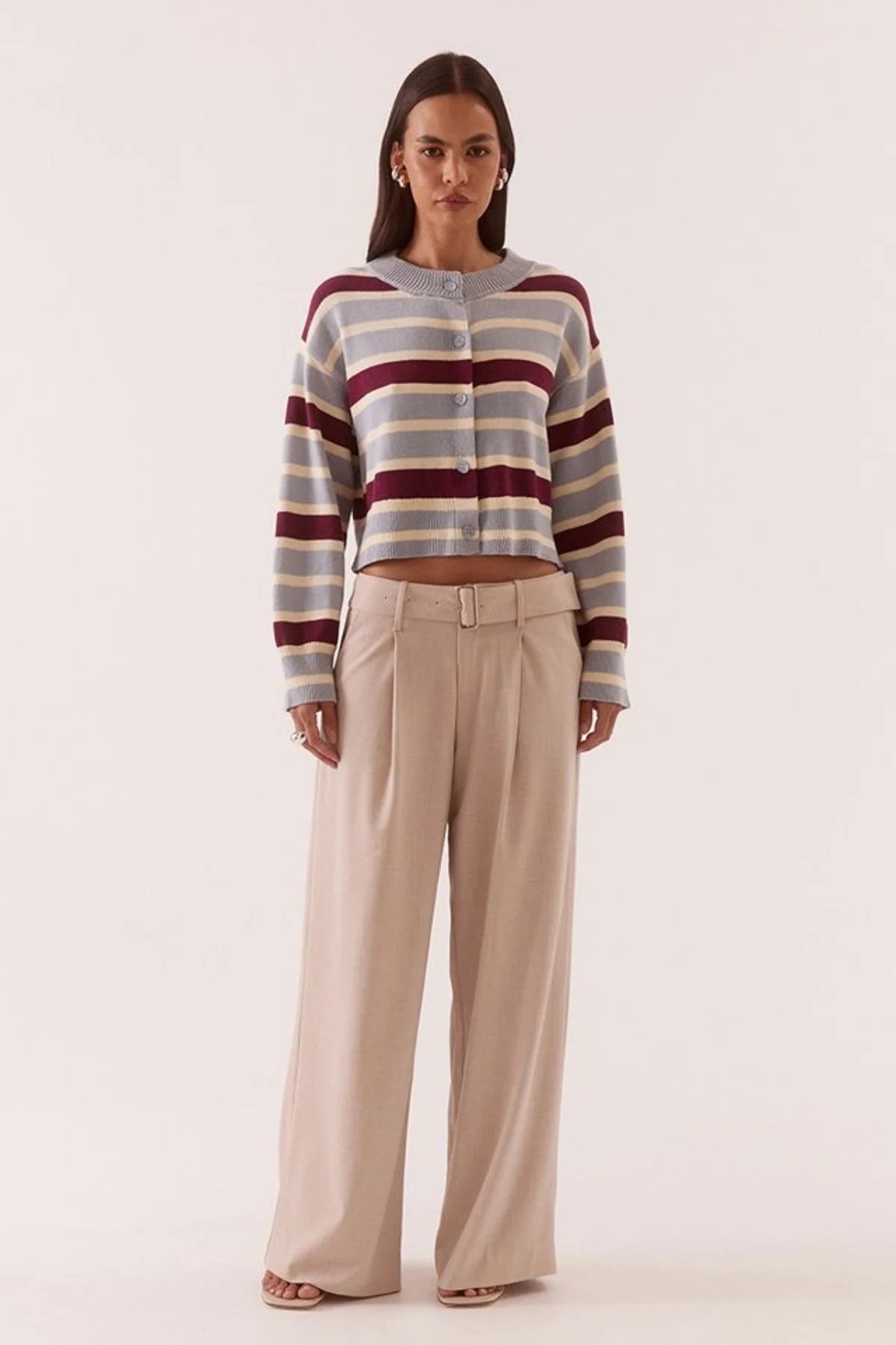 Sovere Studio Arlo Stripe Cardigan - Blue/Plum