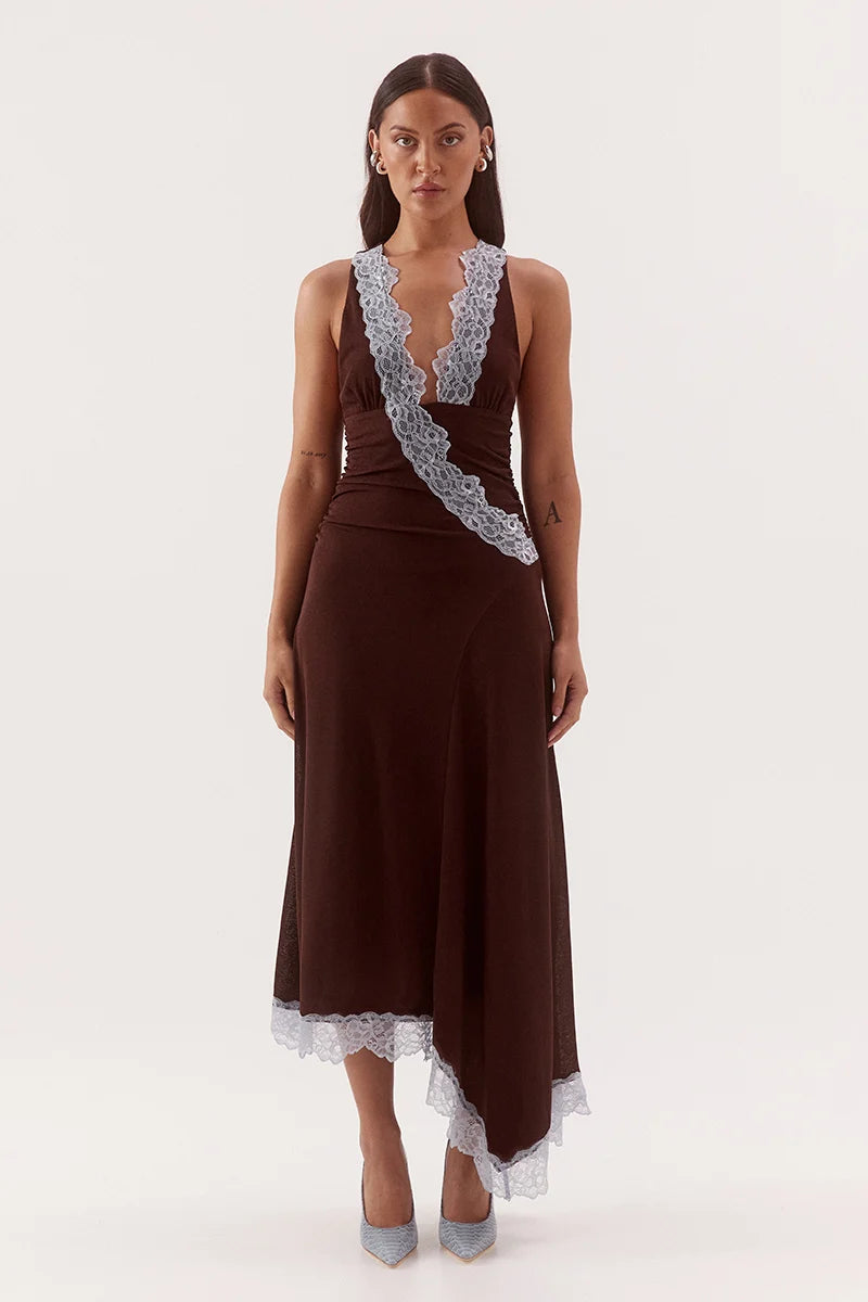 Sovere Studio Harlow Dress - Choc/Sky