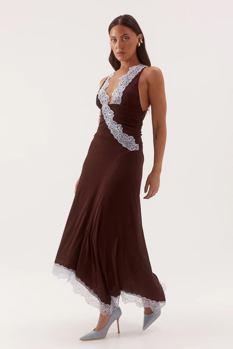 Sovere Studio Harlow Dress - Choc/Sky