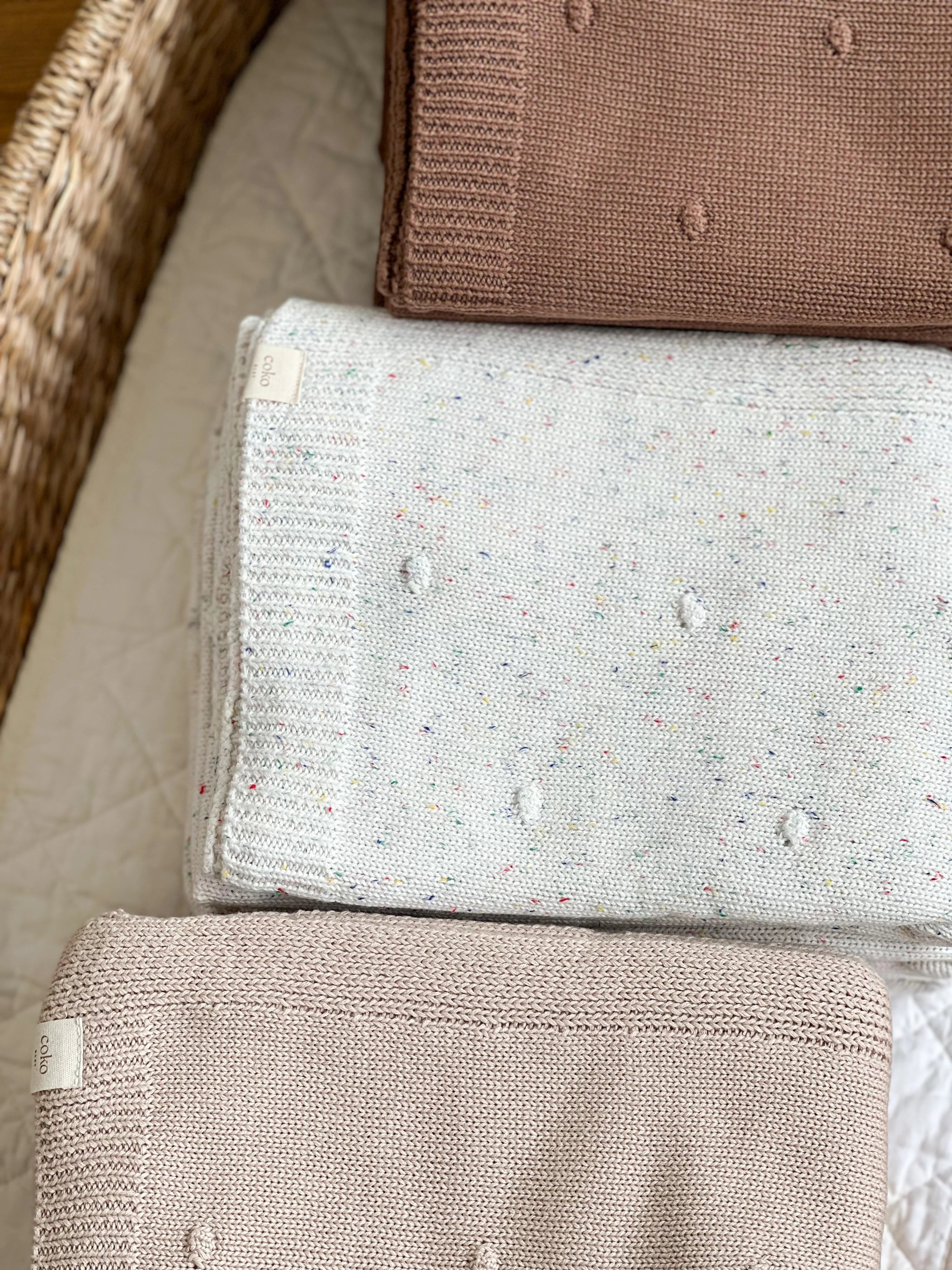 Coko Baby Spotty Textured Blanket - Oat