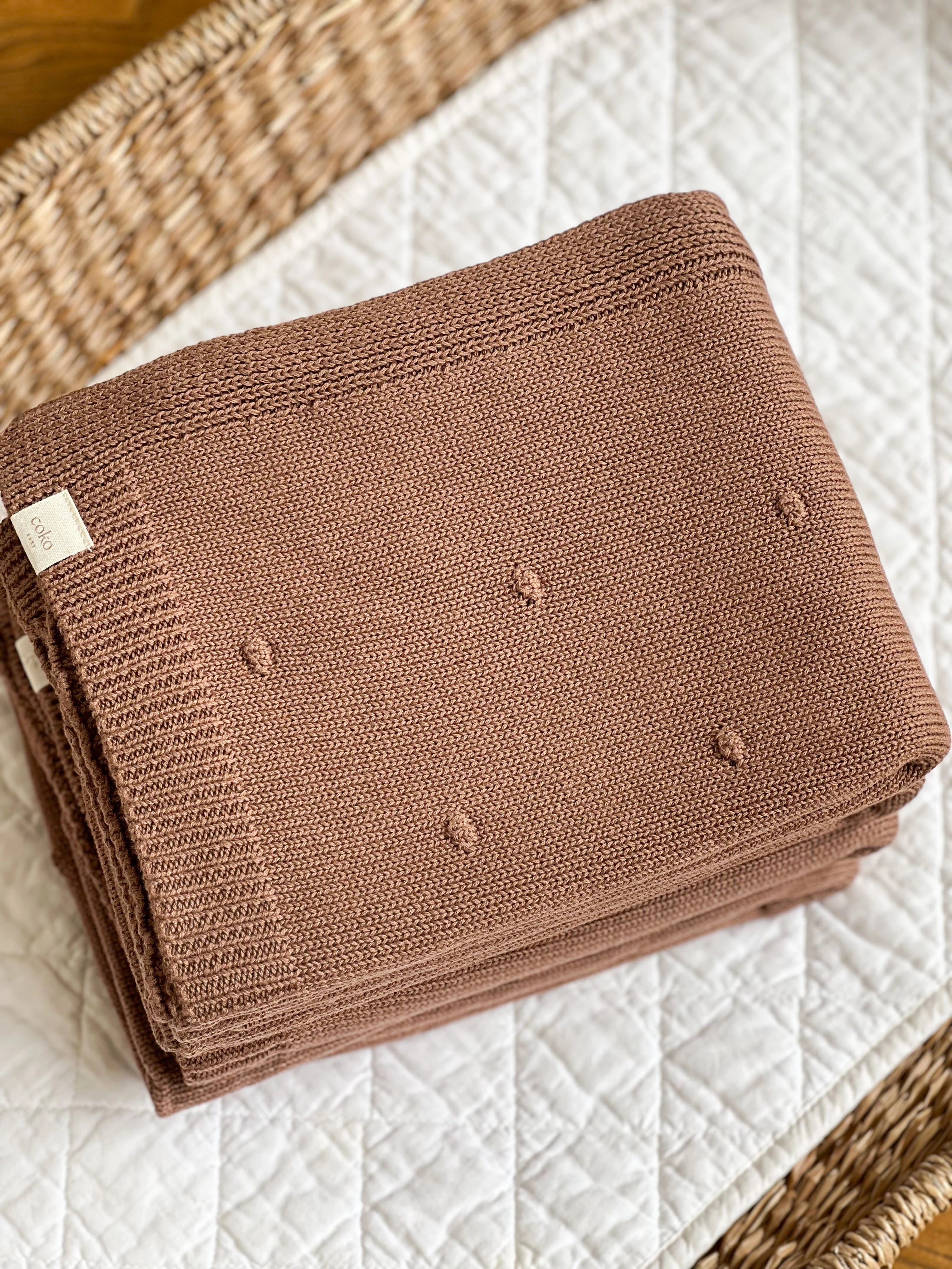 Coko Baby Spotty Textured Blanket - Teddy Brown