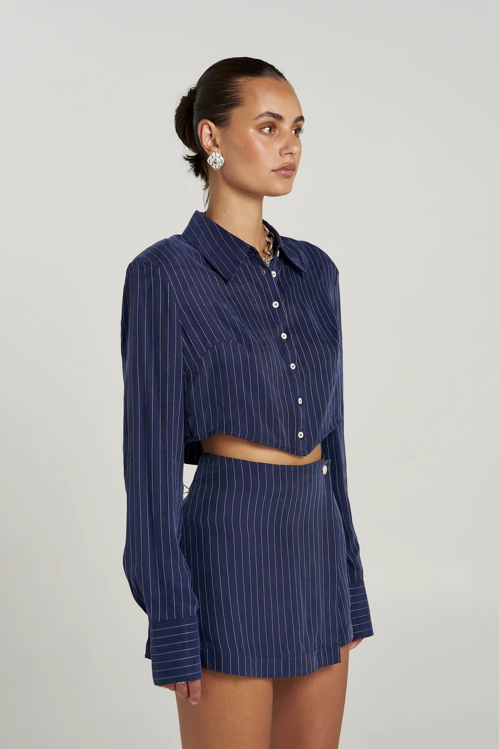 Summi Summi Asym Skort - Navy Pinstripe