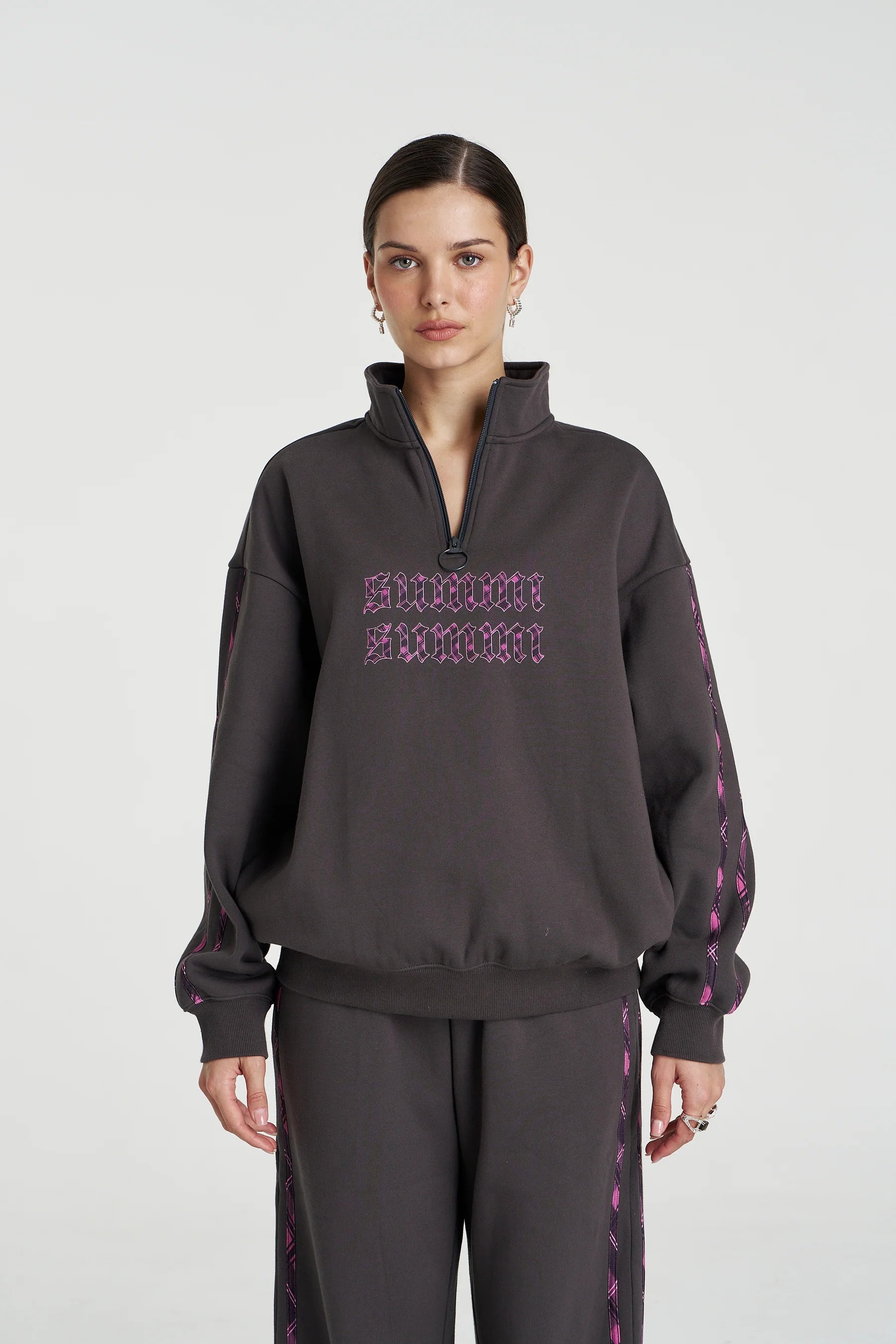 Summi Summi Eden Zip Neck Jumper - Shadow