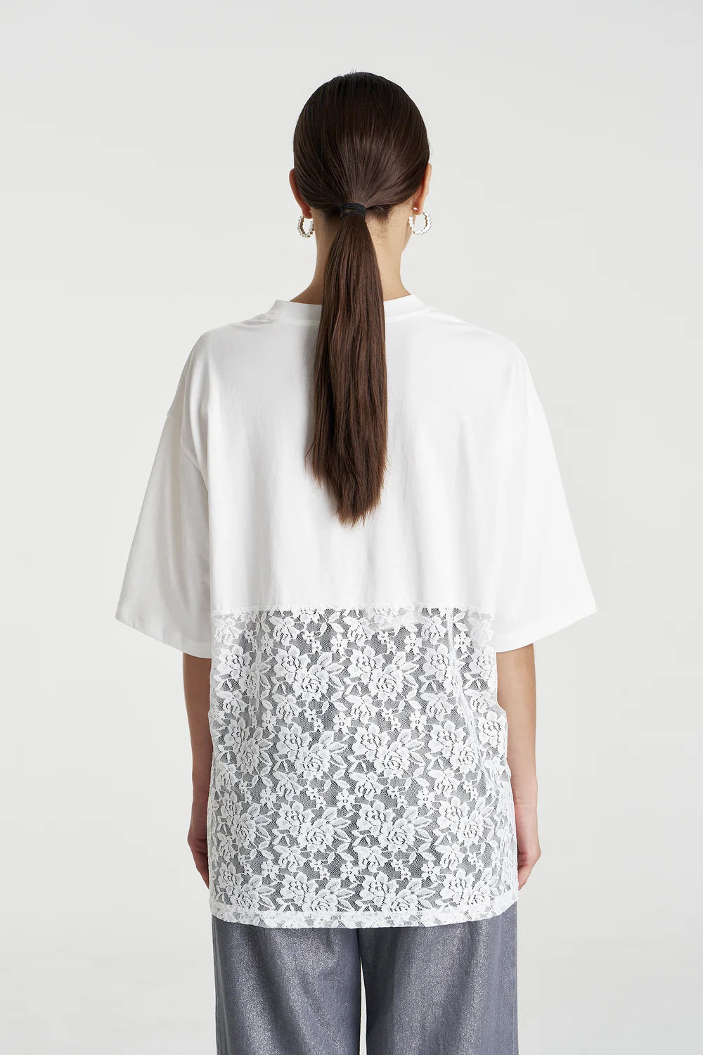 Summi Summi Lace Panel Tee - Lily White