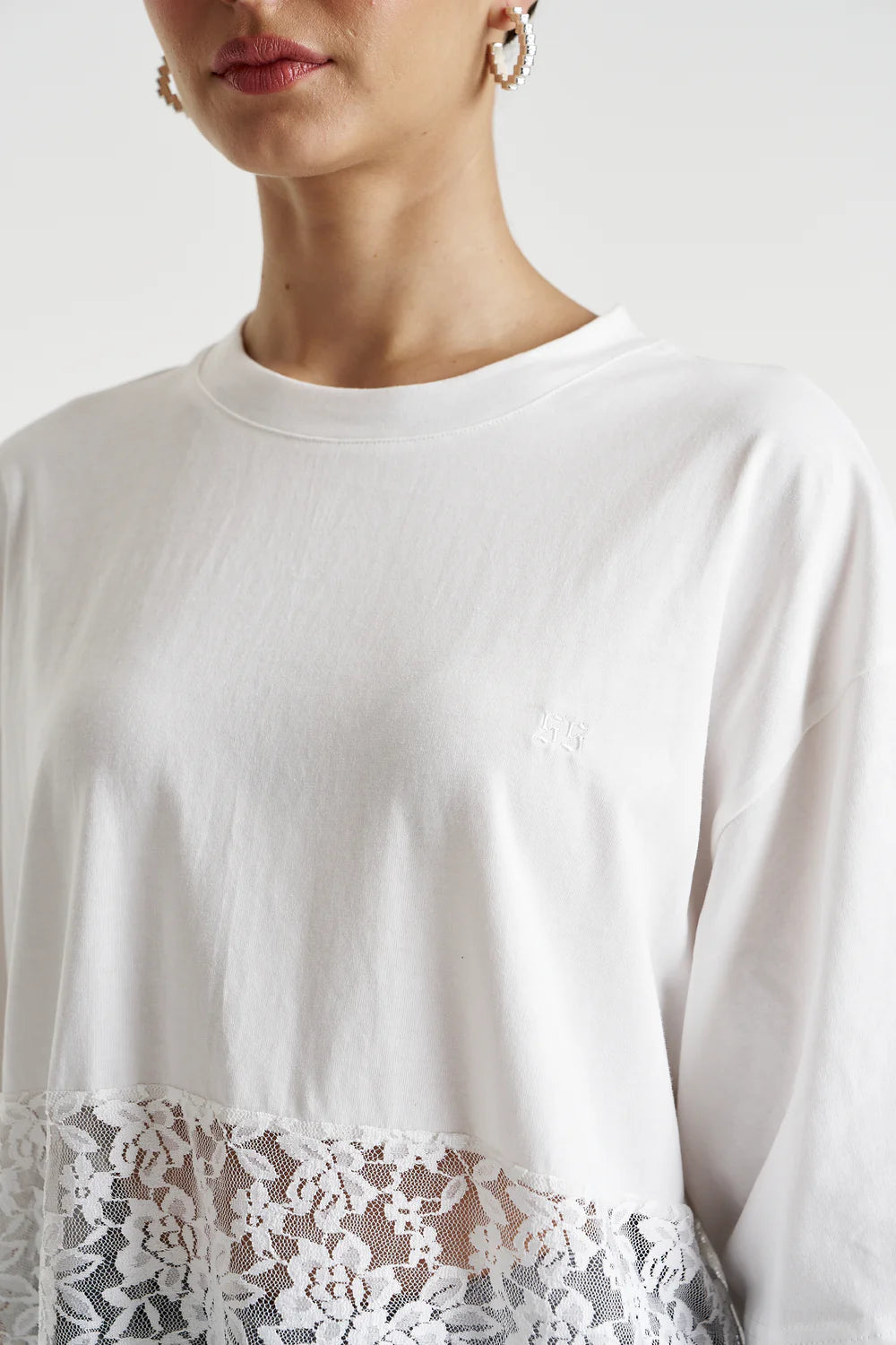 Summi Summi Lace Panel Tee - Lily White