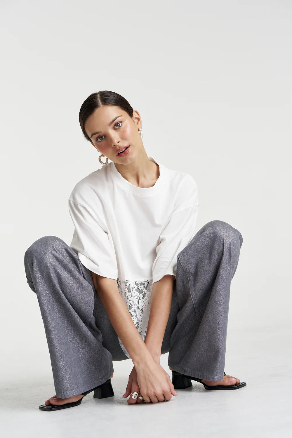 Summi Summi Lace Panel Tee - Lily White