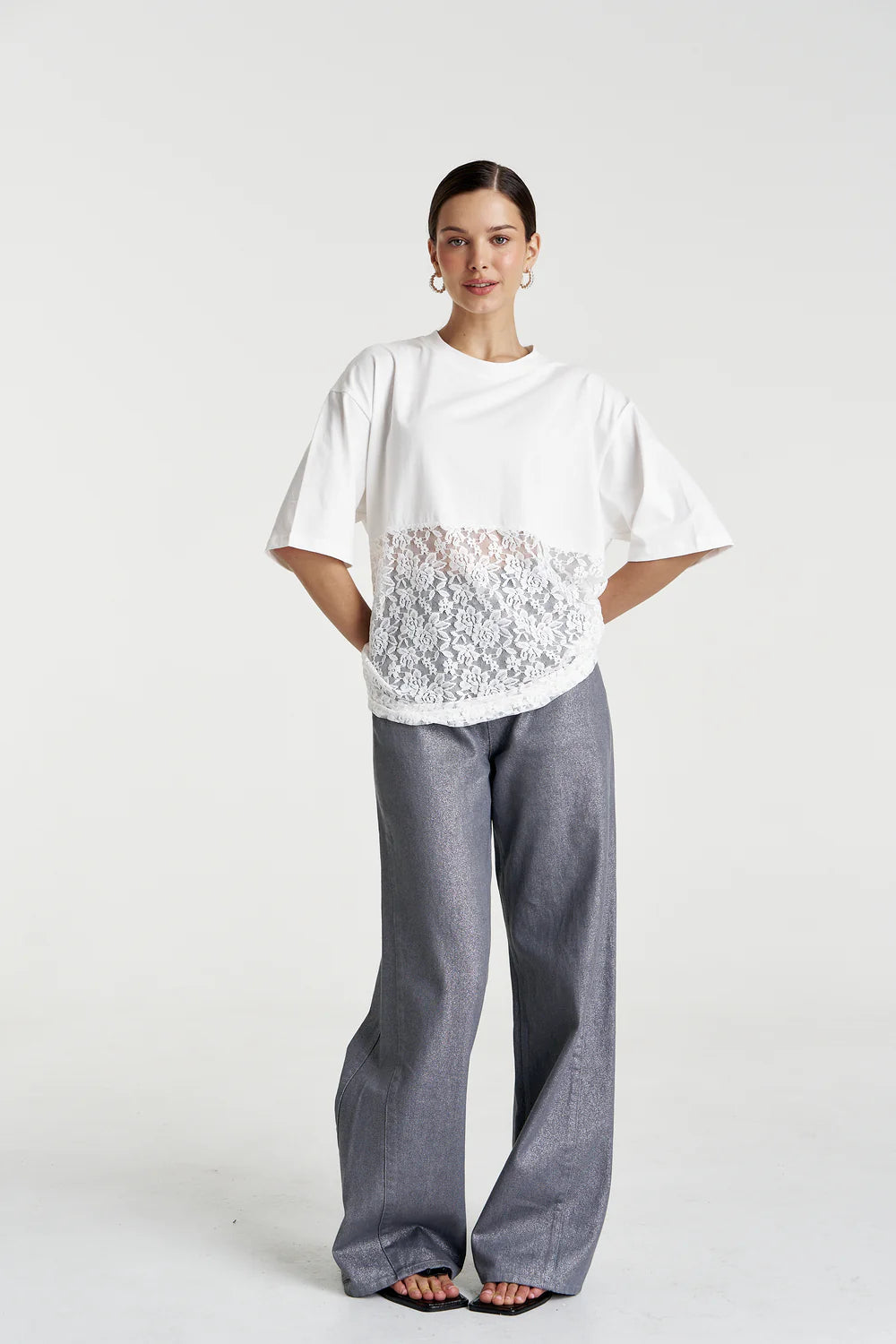 Summi Summi Lace Panel Tee - Lily White