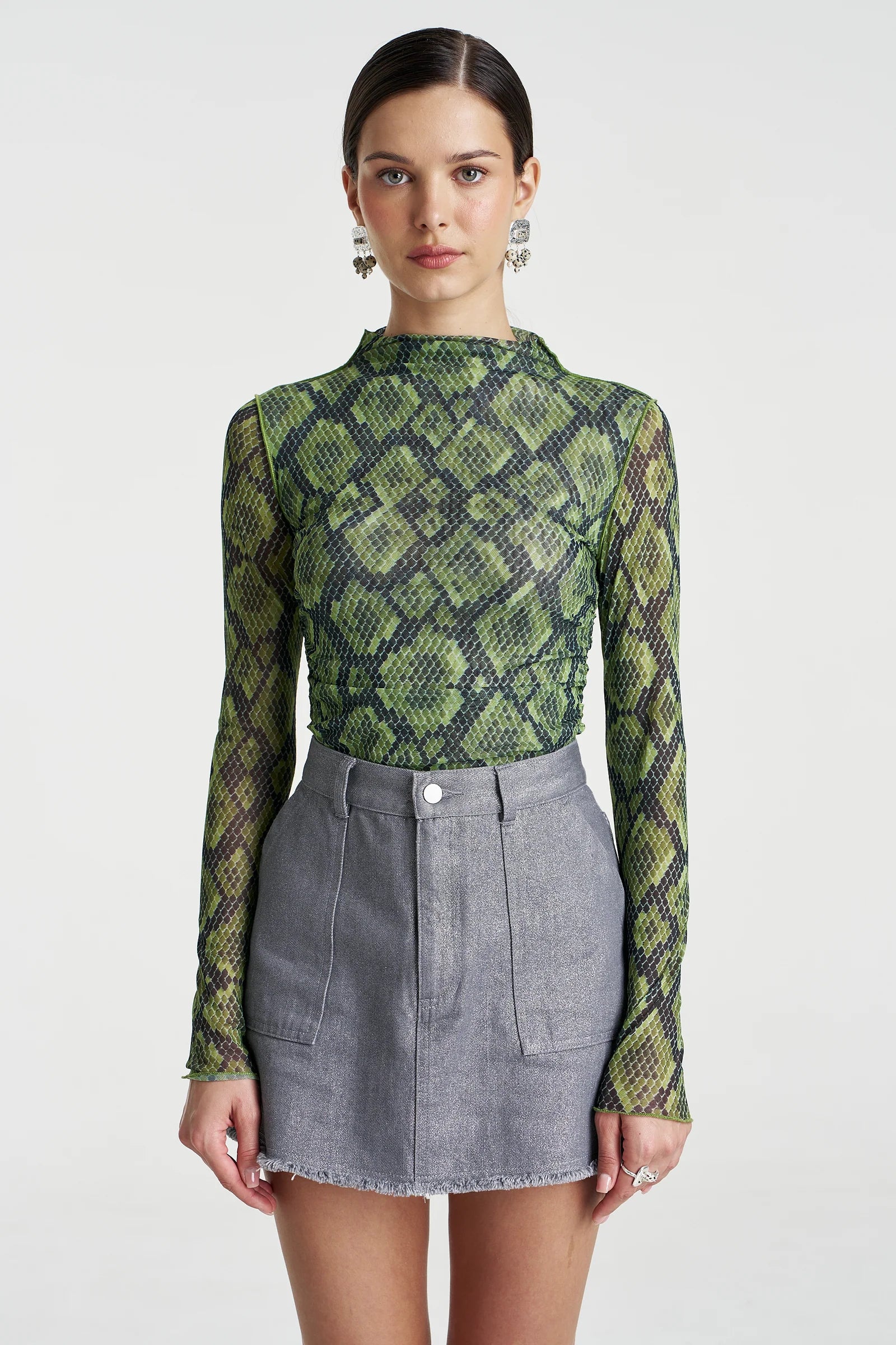 Summi Summi Mesh LS Rouched Skivvy - Viper