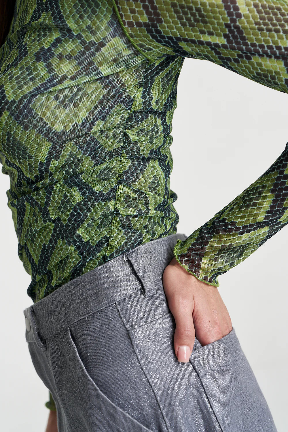 Summi Summi Mesh LS Rouched Skivvy - Viper