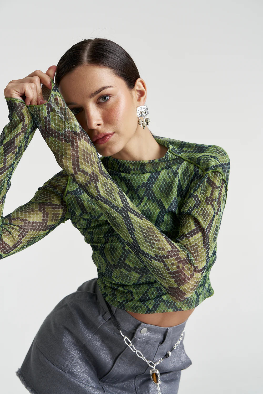 Summi Summi Mesh LS Rouched Skivvy - Viper