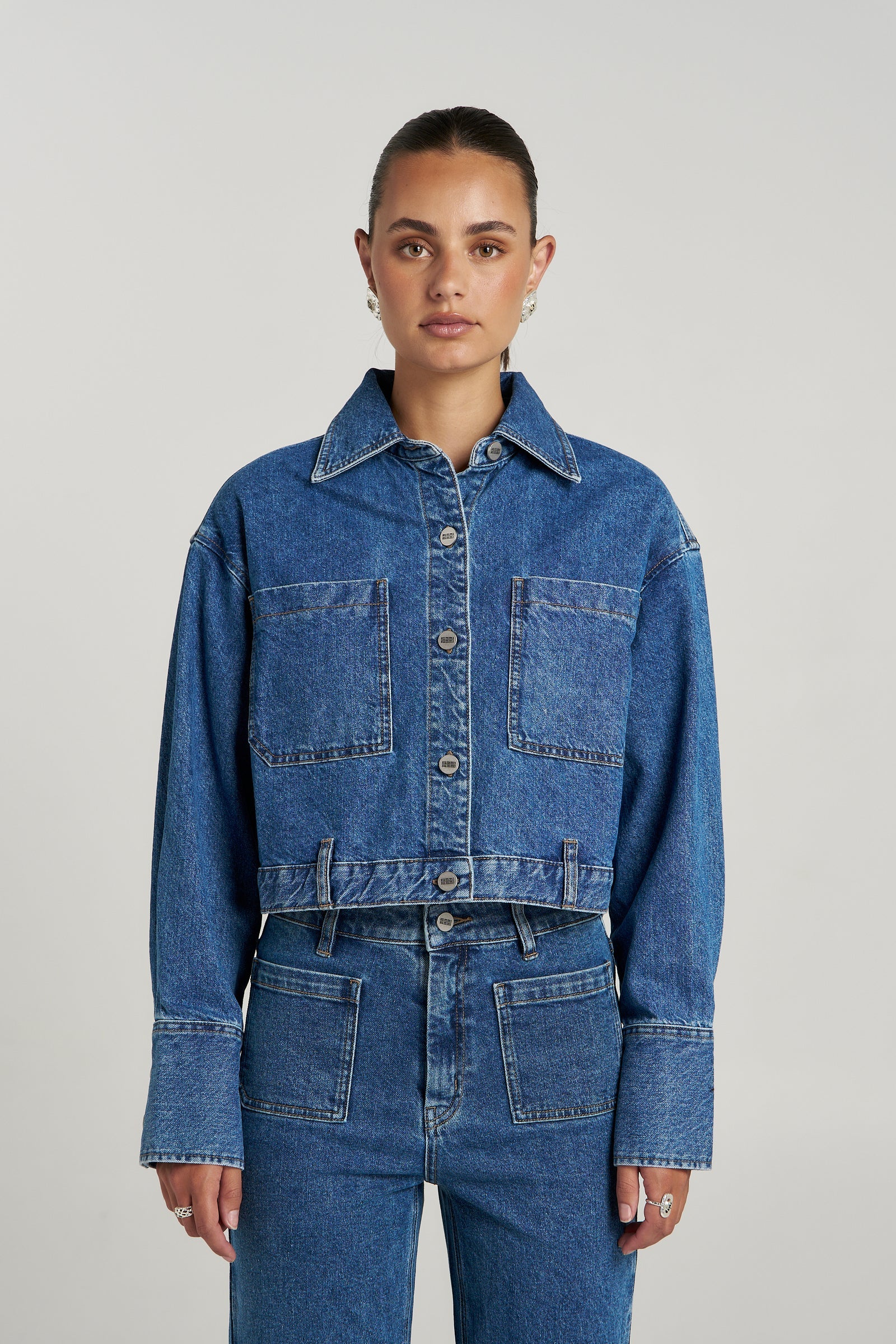 Summi Summi Soho Cropped Denim Jacket - Bleu Bleu