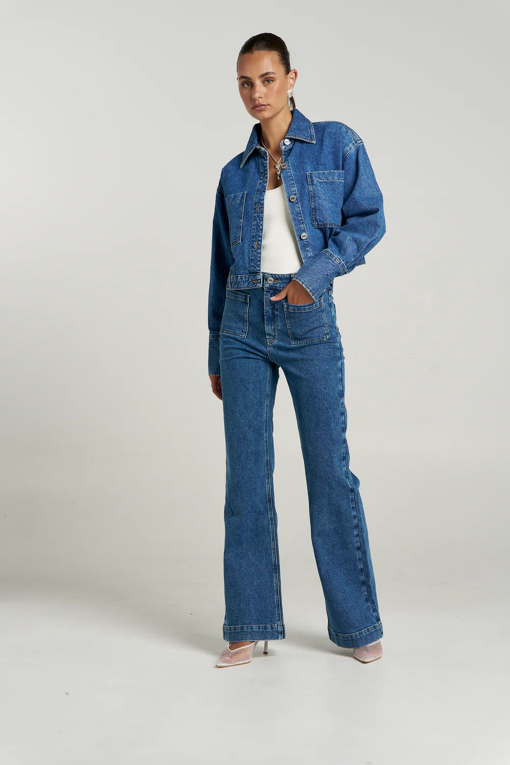 Summi Summi Soho Cropped Denim Jacket - Bleu Bleu