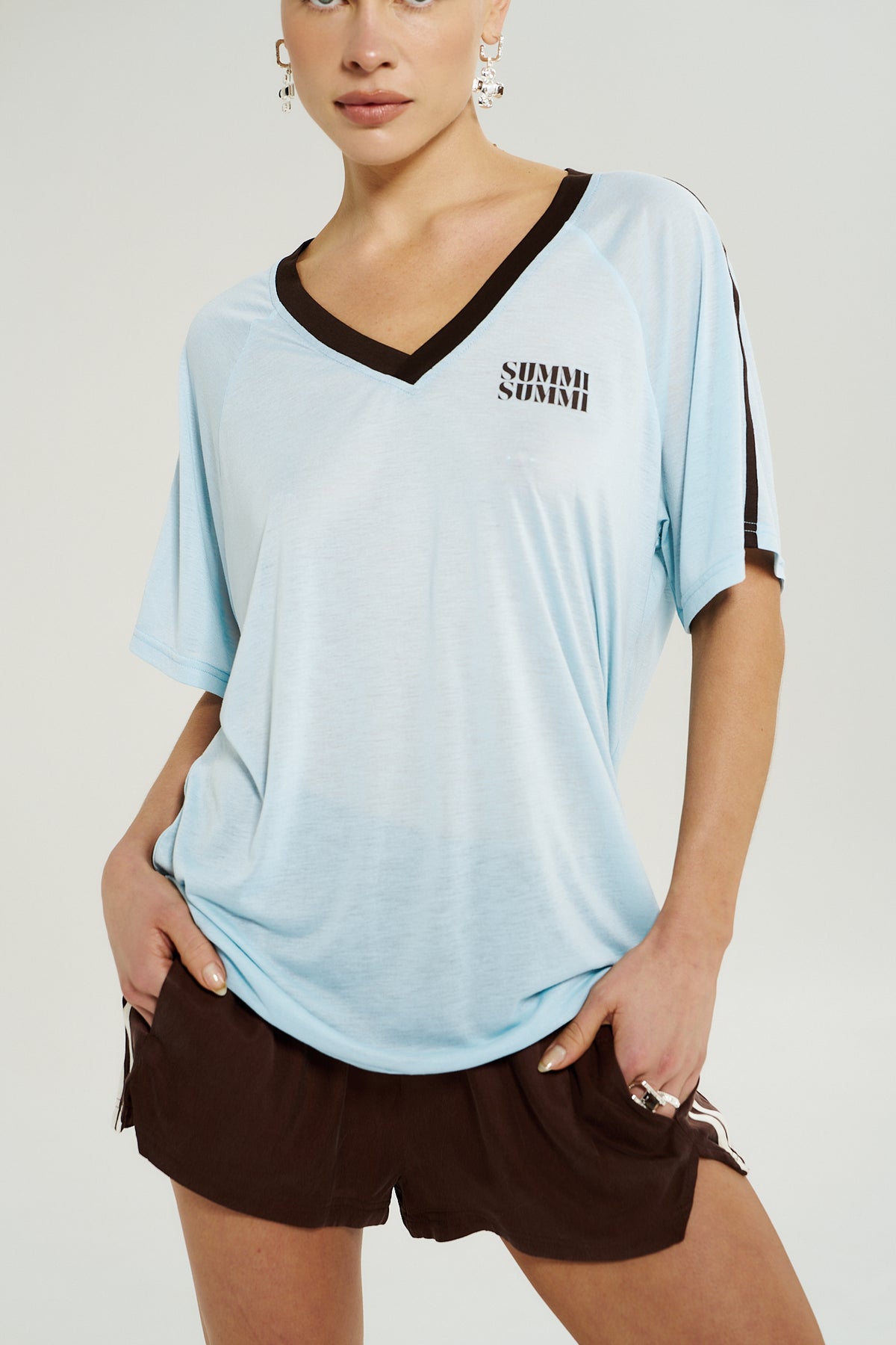Summi Summi V Neck Jersey Tee - Icel