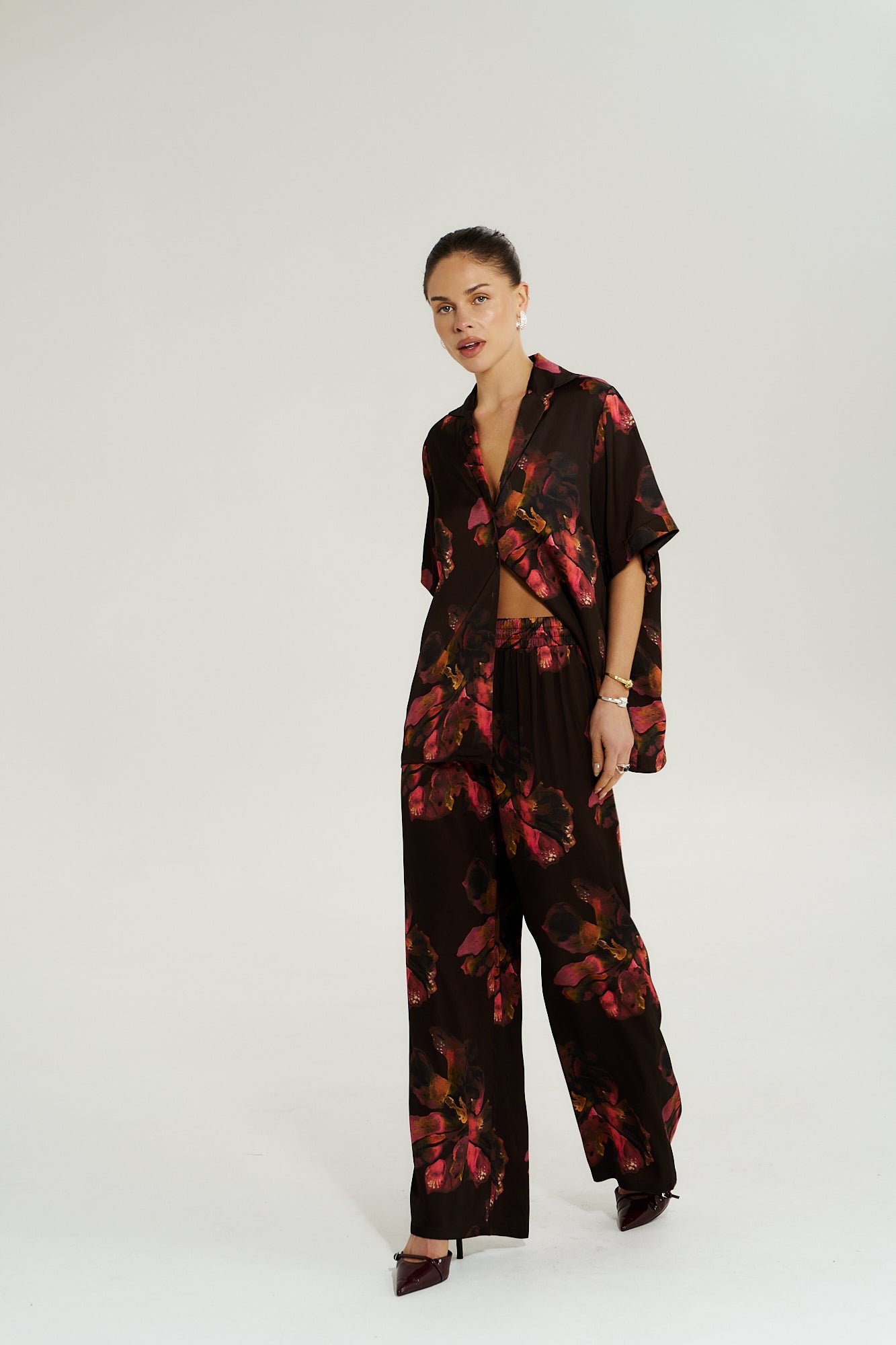 Summi Summi Wide Leg Pant - Chocolat Petals